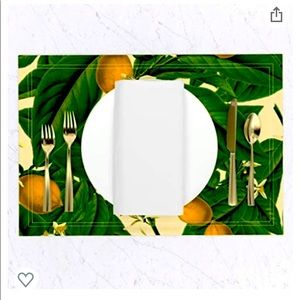 Roostery Cloth Placemats, Summer Lemon Citrus Decor Botanical Leaves , Set of 2